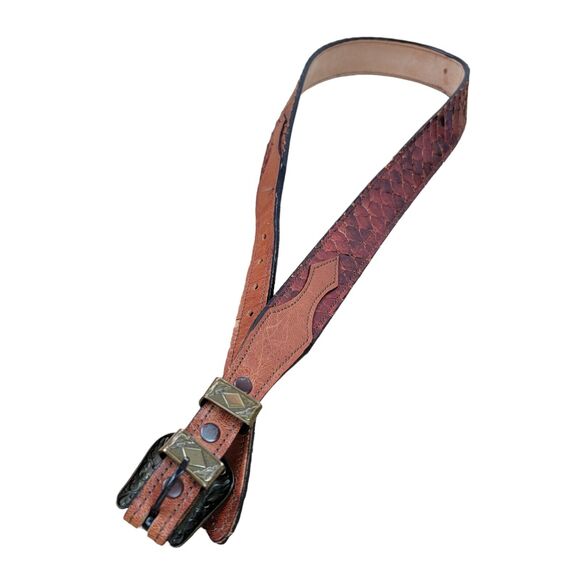 Celebration Dallas Texas Genuine Python Snake Western Leather Belt Size 32 USA
